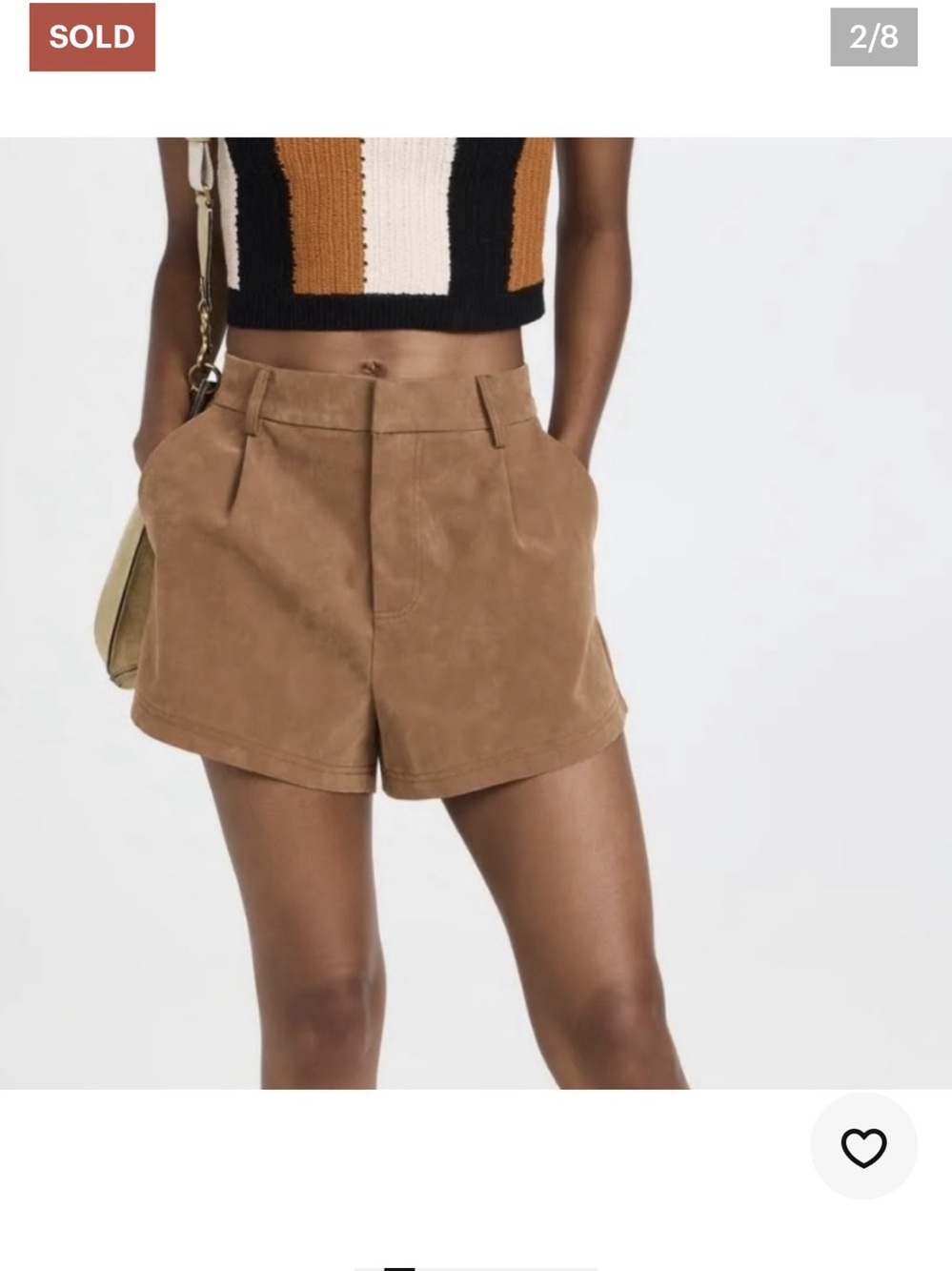 Free People Roma Vegan Suede Shorts High Waist Brown. Size Medium